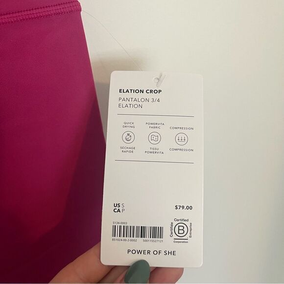 Athleta ELATION ULTRA HIGH RISE CROP Small Iceplant Pink NEW - Picture 8 of 12
